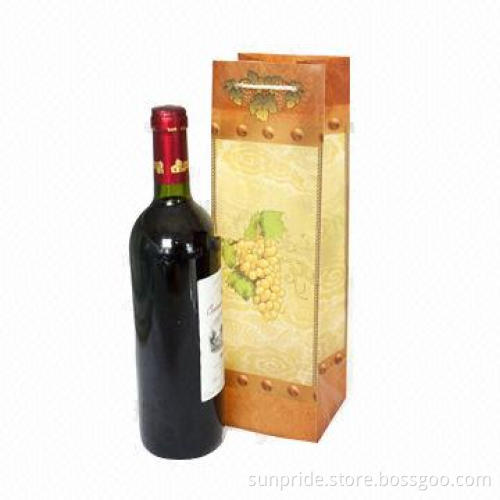 Paper Promotional Bag for Wine, Eco-friendly, Webbing Handles